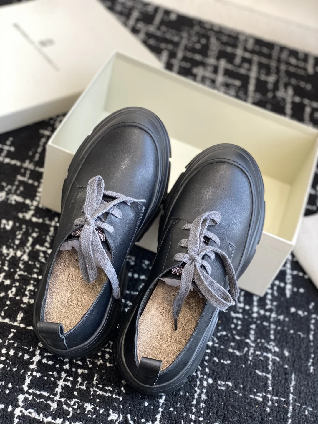 Brunello Cucinelli Women’s Leather Lace-Up Chunky Sole Shoes