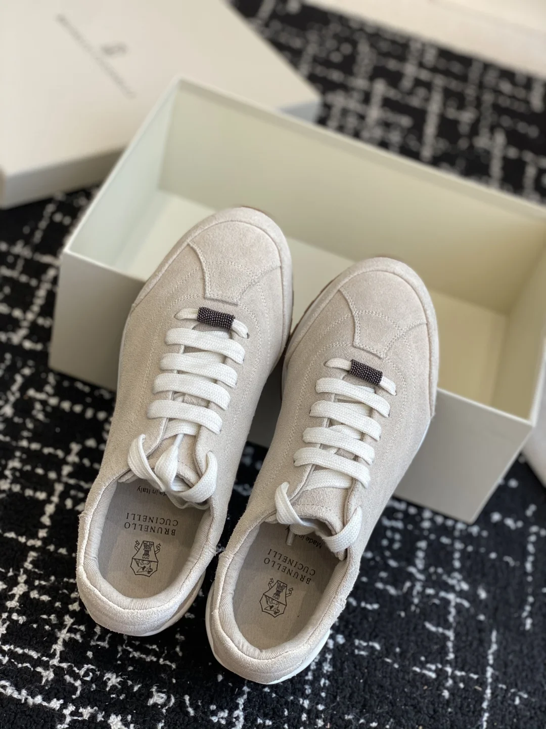 Brunello Cucinelli Beige Suede Lace-Up Sneakers - Luxury Casual Footwear
