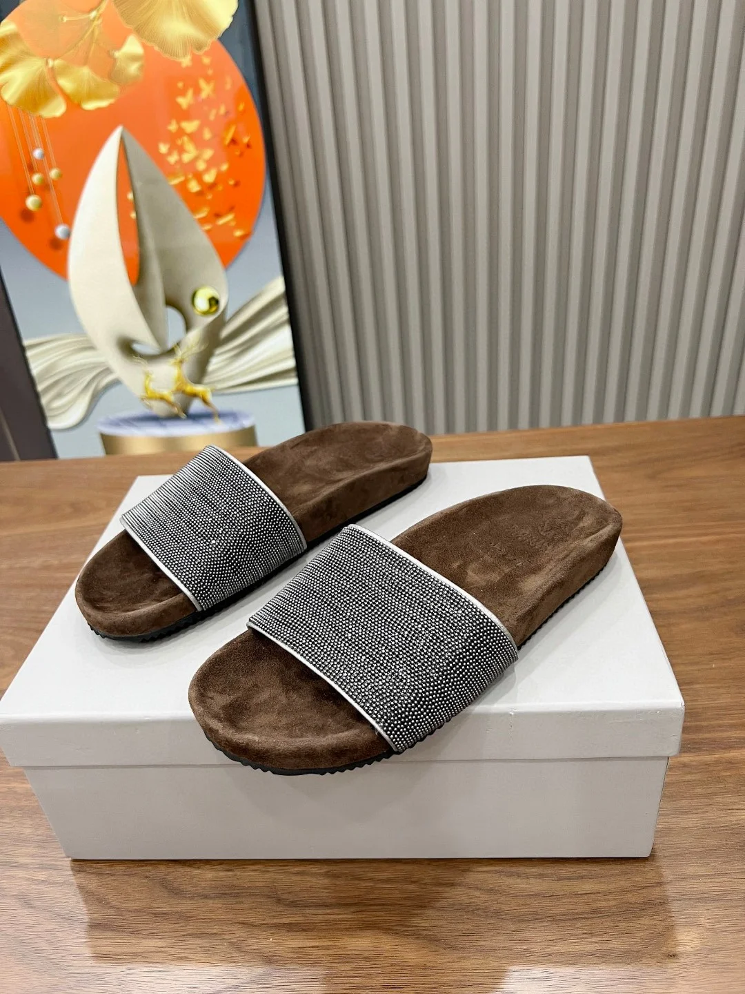 Brunello Cucinelli Signature Beaded Slide Sandals