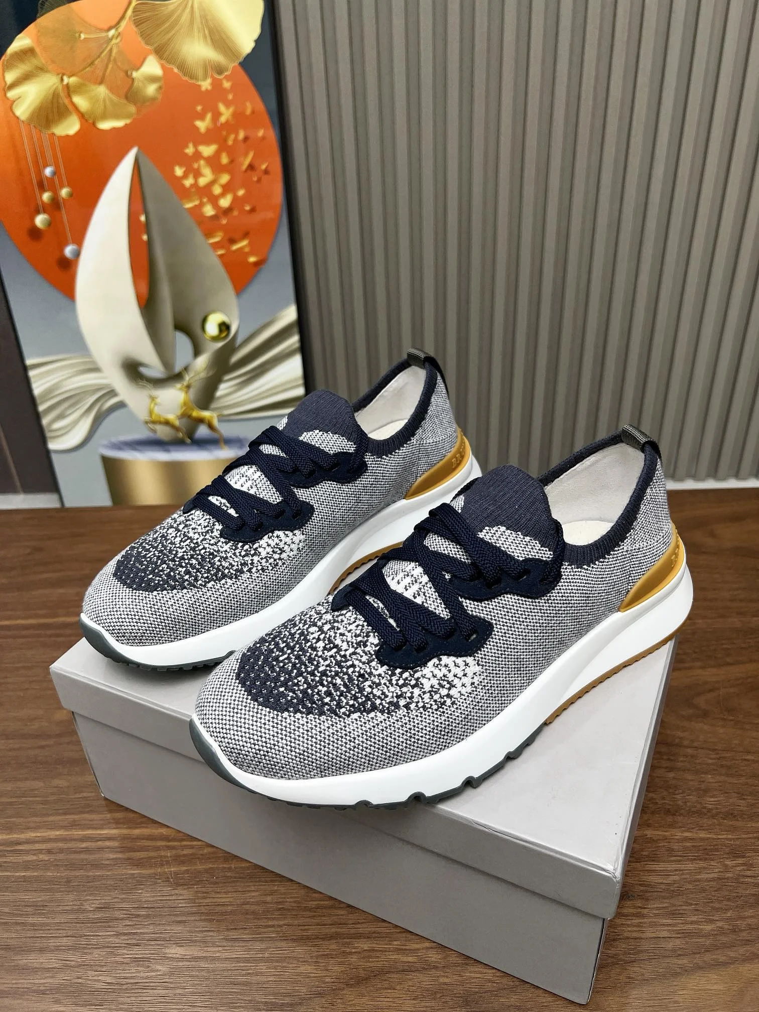 Brunello Cucinelli Blue Knit Running Sneakers
