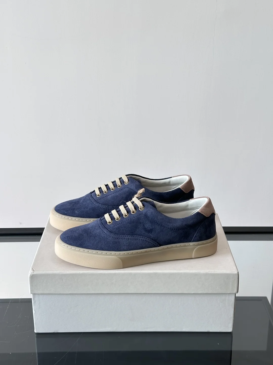 Brunello Cucinelli Cotton Gabardine and Suede Low-Top Sneakers – Navy Blue Men’s Casual Shoes