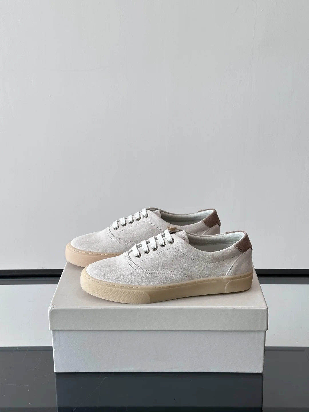 Brunello Cucinelli Beige Cotton Gabardine and Suede Sneakers – Men’s Low-Top Casual Shoes