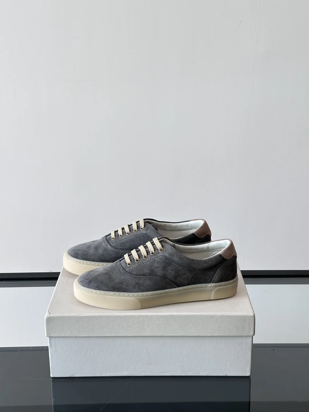 Brunello Cucinelli Charcoal Suede Low-Top Sneakers – Italian Luxury Casual Footwear
