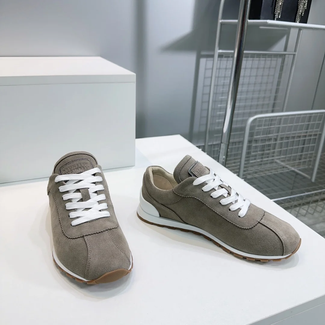 Brunello Cucinelli Women’s Retro Runner Sneakers – Grey Suede & Lambskin, SS25