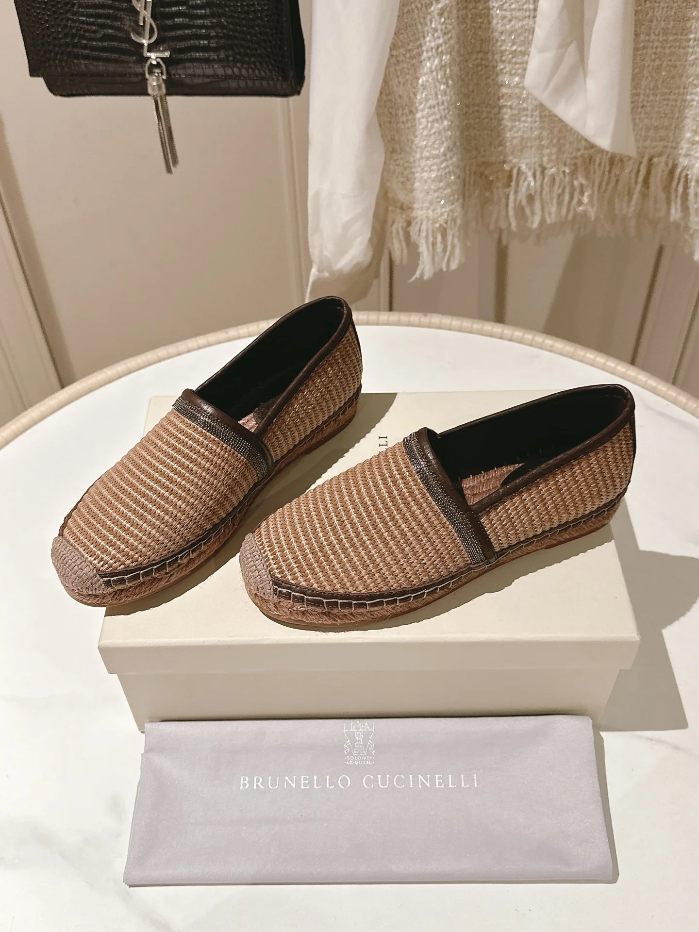 Brunello Cucinelli Espadrilles – Handwoven Beige Slip-Ons
