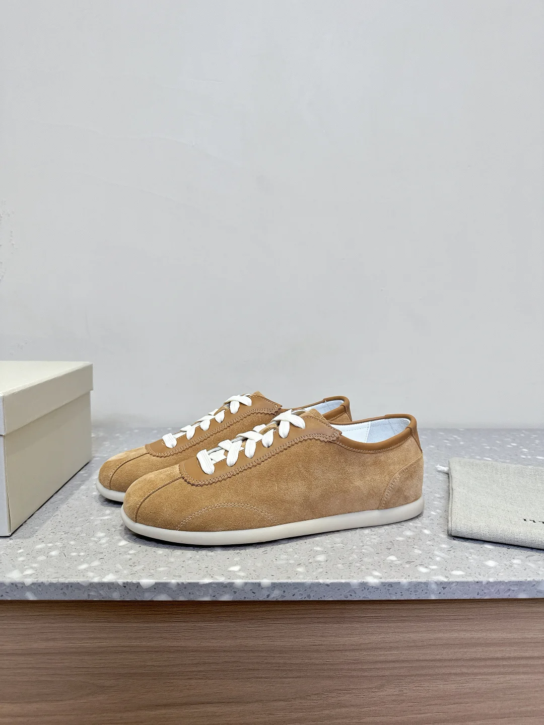Brunello Cucinelli-Inspired Suede & Leather Sneakers – Camel Beige