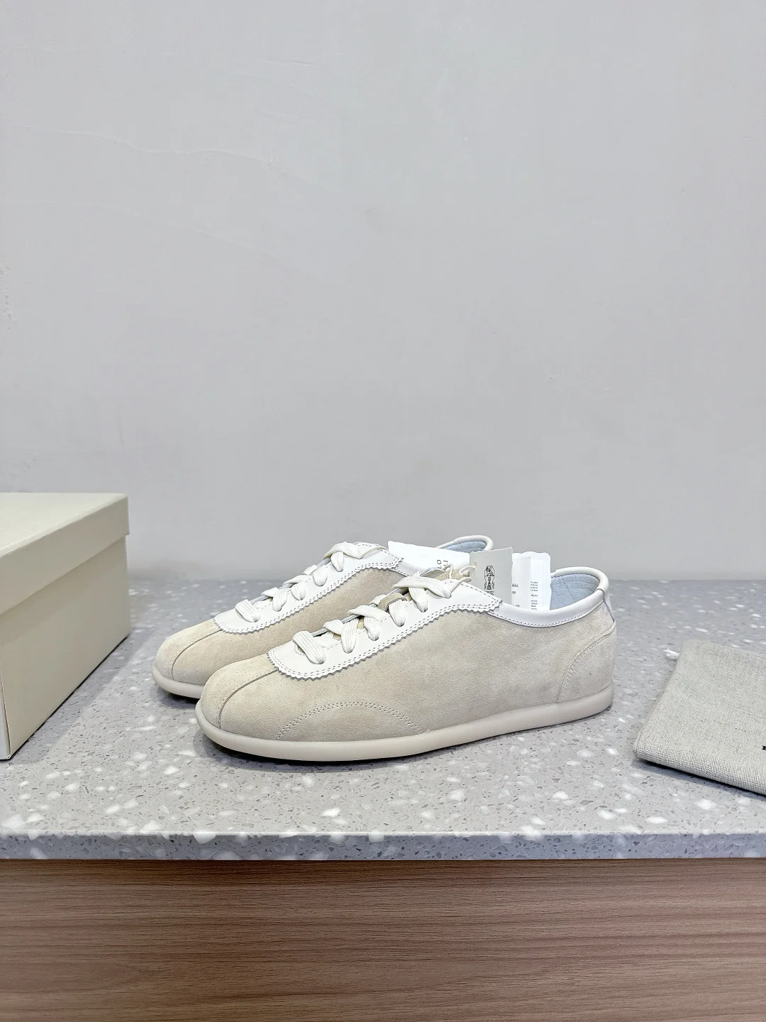 Brunello Cucinelli-Inspired White Suede Sneakers – Minimalist Design