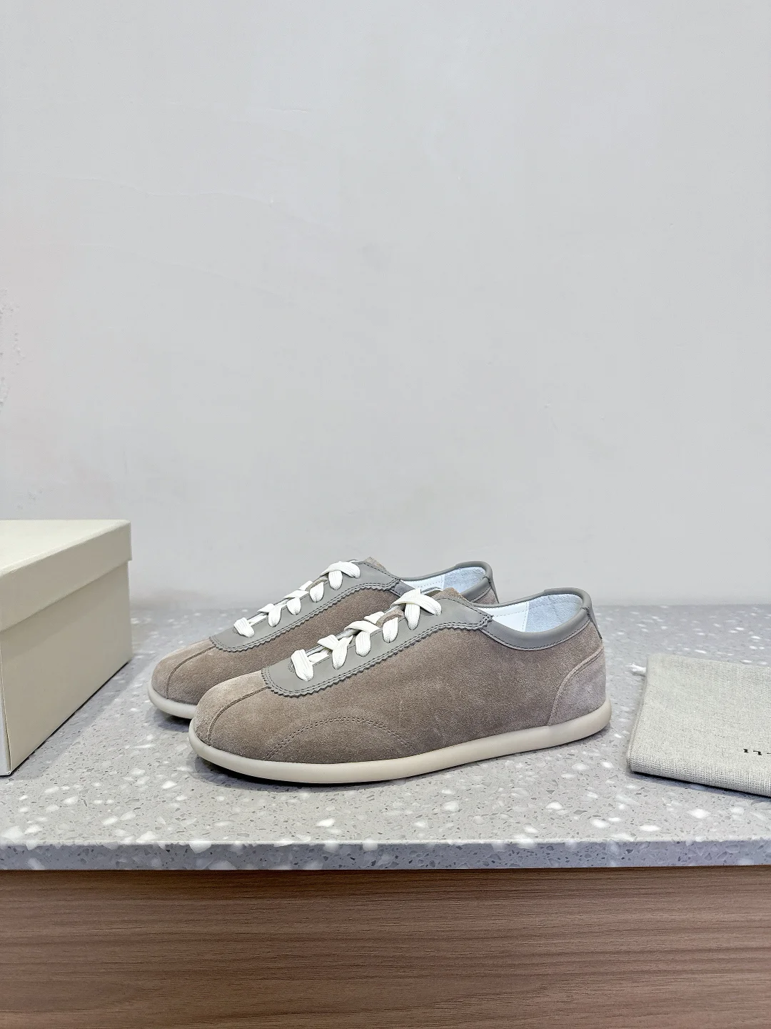 Brunello Cucinelli-Inspired Grey Suede Sneakers – Minimalist Elegance