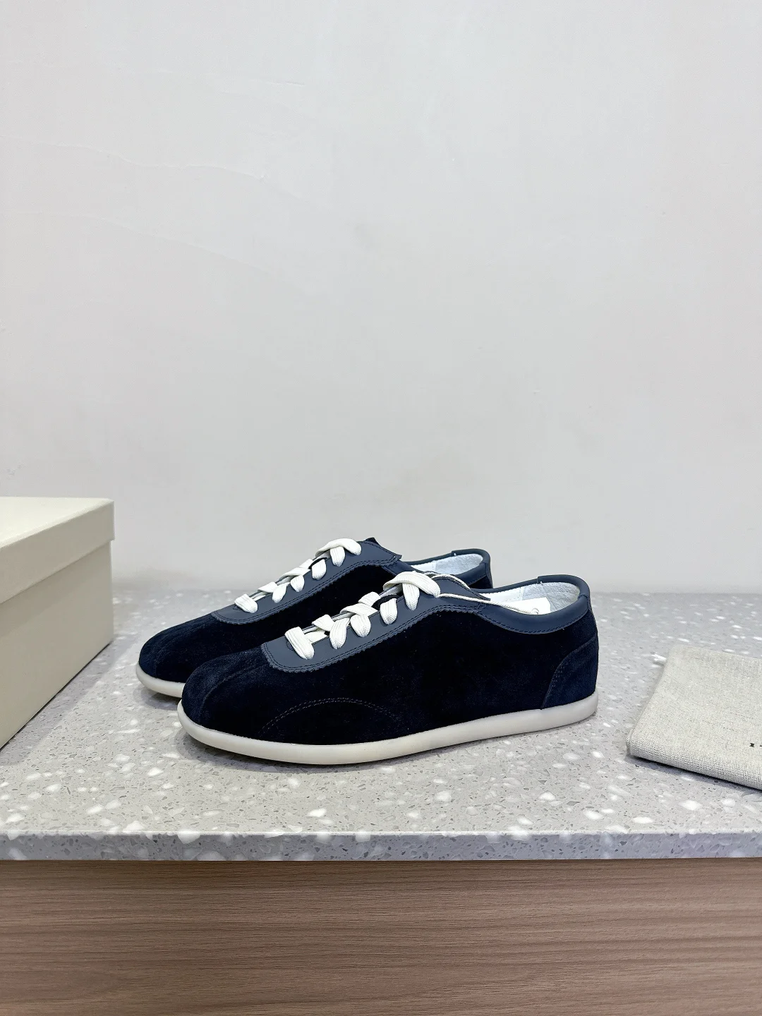 Brunello Cucinelli-Inspired Navy Suede Sneakers – Classic Street Style