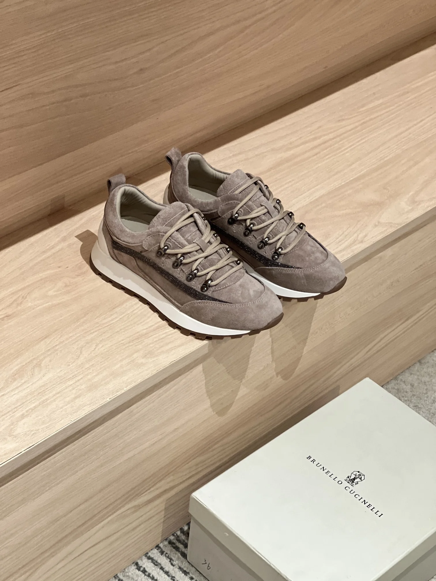 Brunello Cucinelli Taupe Trail Sneakers – Suede Hiking-Inspired Luxury Trainers