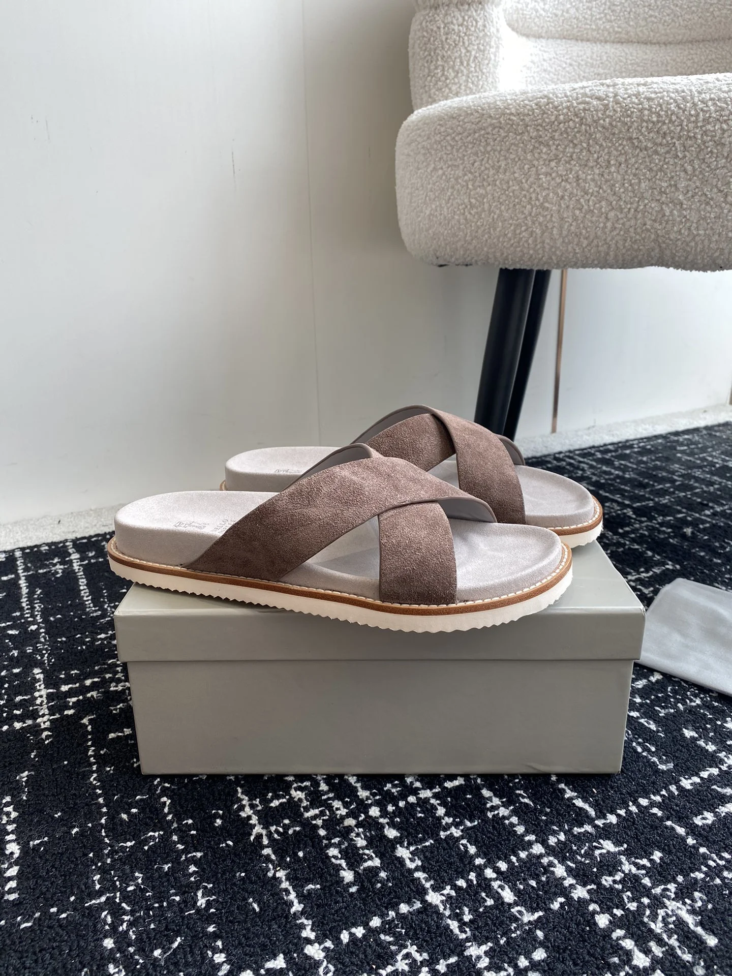 Brunello Cucinelli Crossover Suede Slides