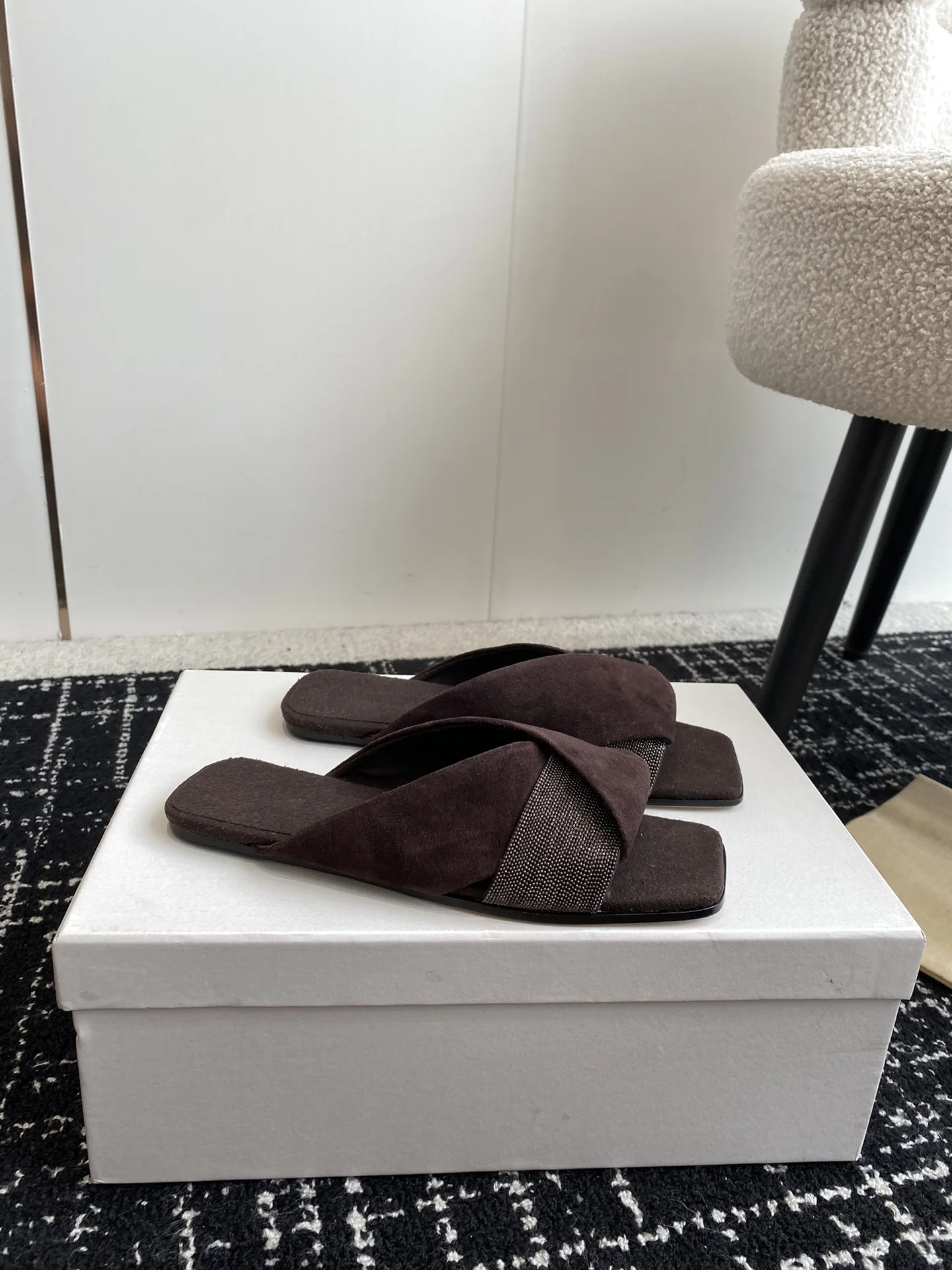 Brunello Cucinelli Brown Cross-Strap Sandals