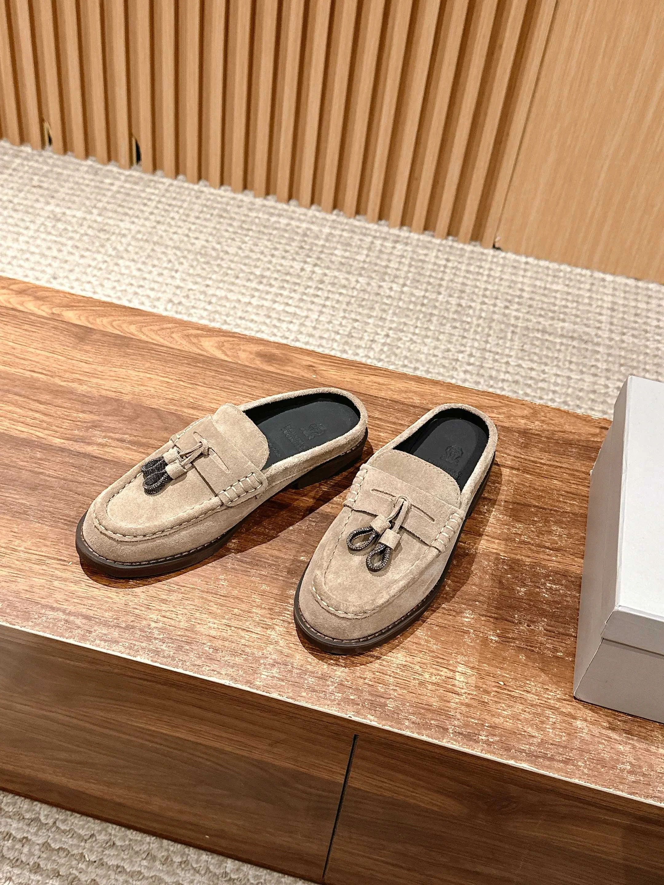 Brunello Cucinelli Beige Suede Tassel Loafers – Italian Handcrafted Luxury
