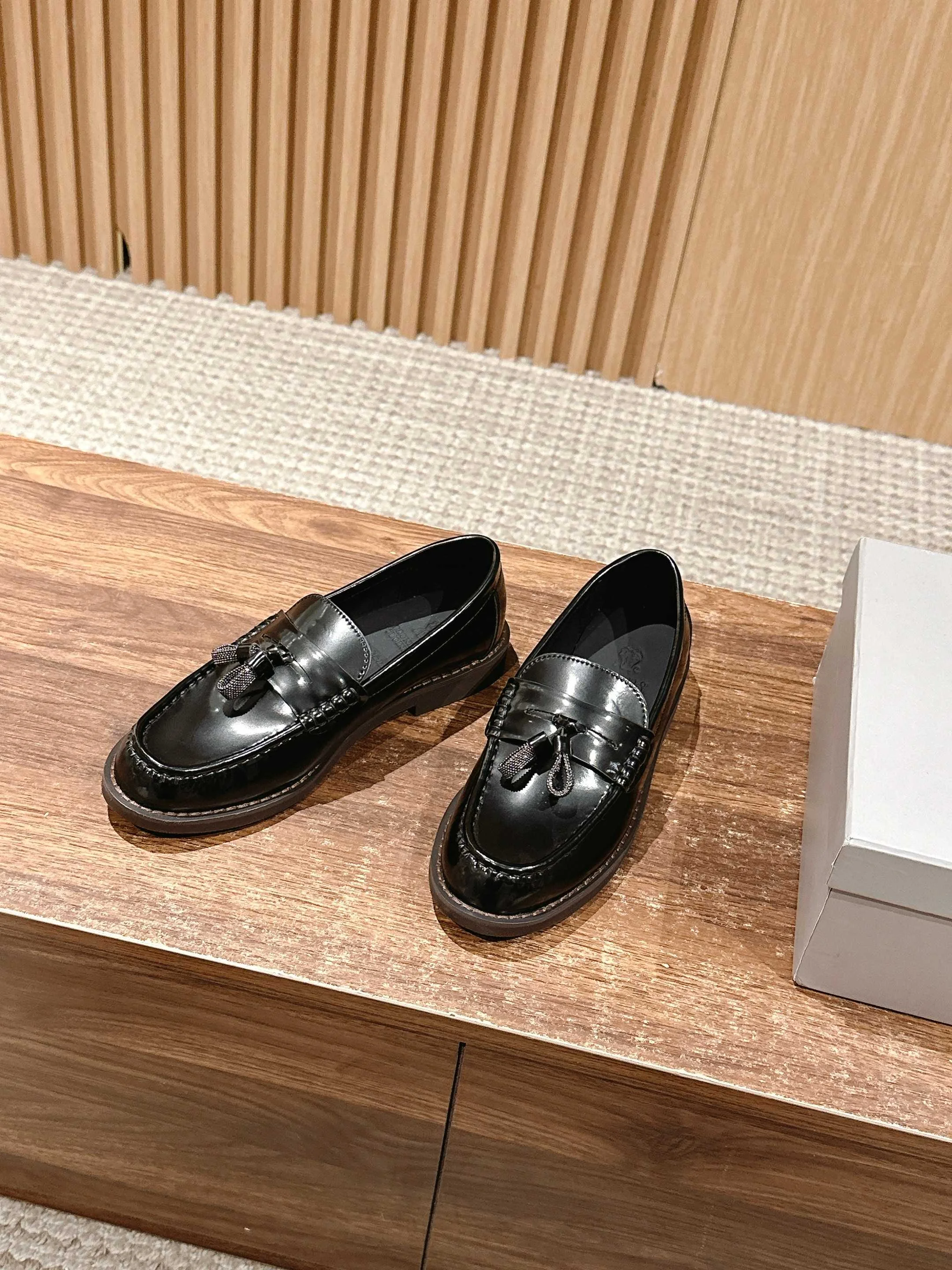 Brunello Cucinelli Black Patent Leather Tassel Loafers – Timeless Italian Craftsmanship