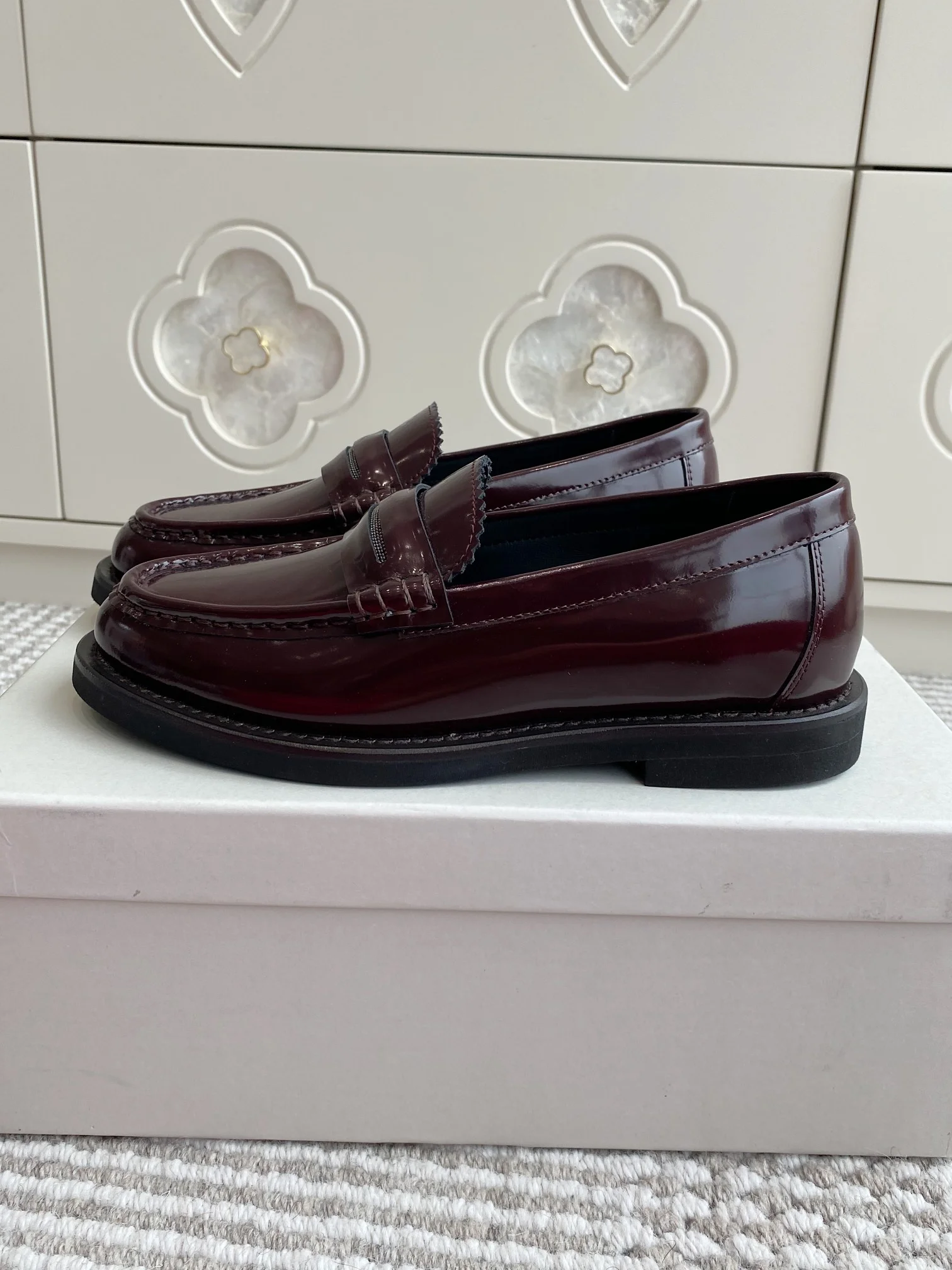 Brunello Cucinelli Burgundy Patent Leather Loafers – Elegant Italian Design