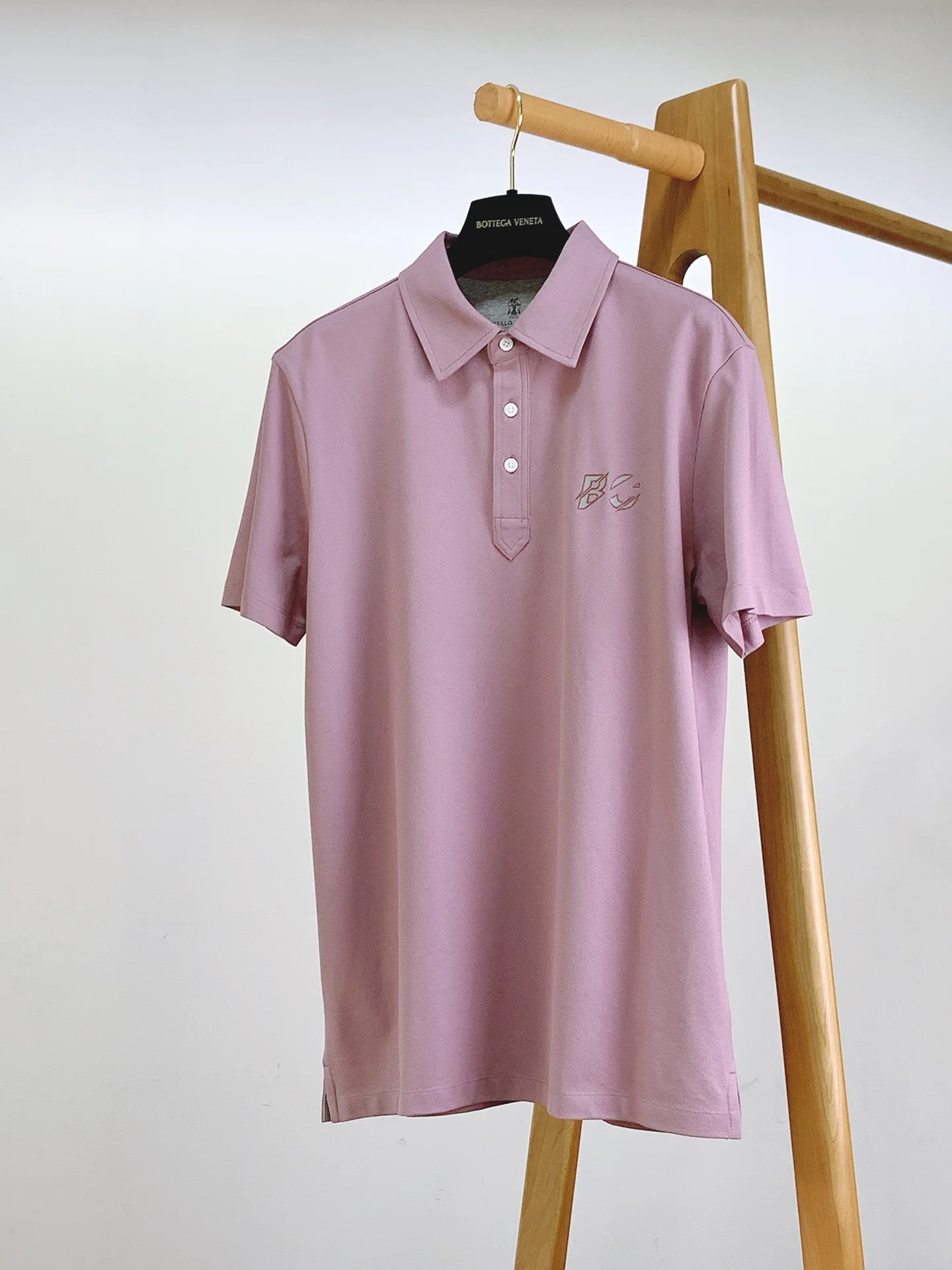 Brunello Cucinelli Logo Embroidered Pink Polo Shirt