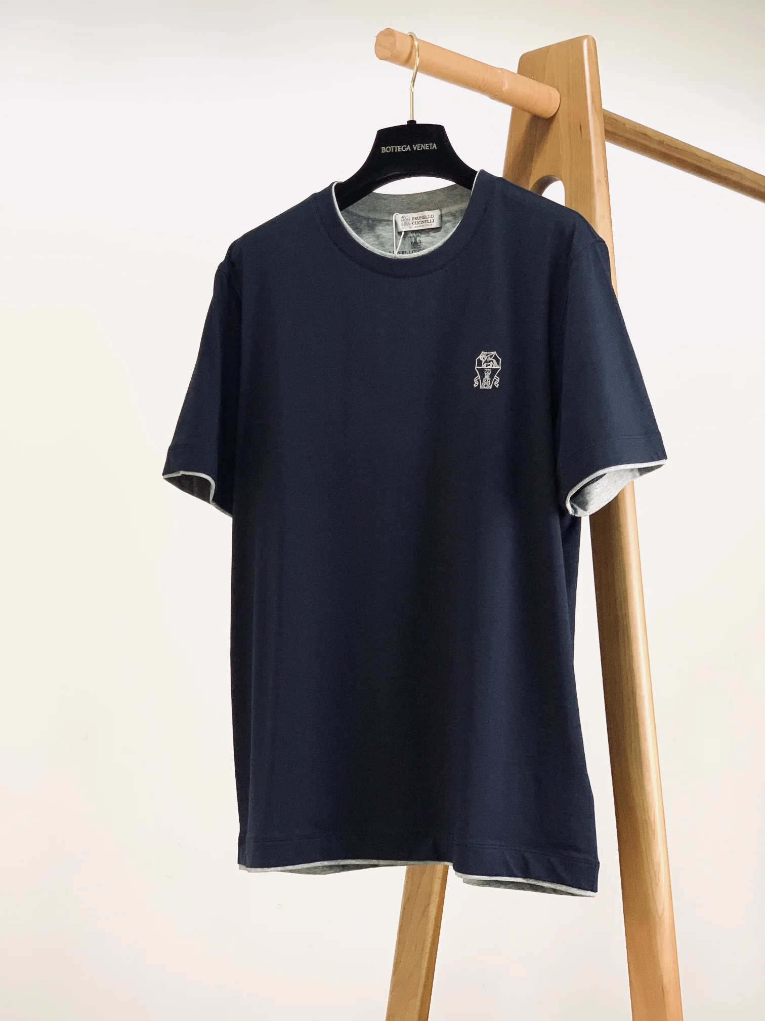Brunello Cucinelli Signature Crest Cotton T-Shirt – Navy