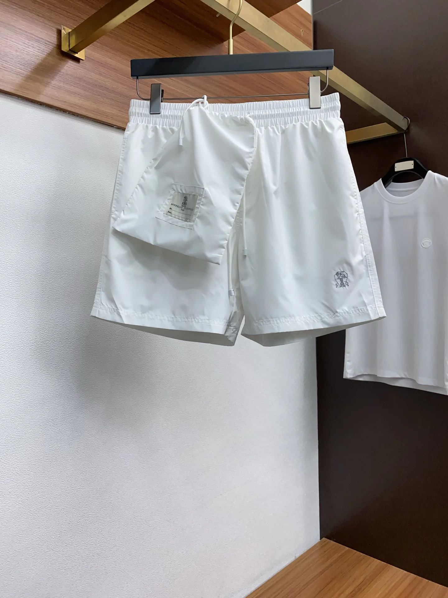 Brunello Cucinelli White Nylon Beach Shorts