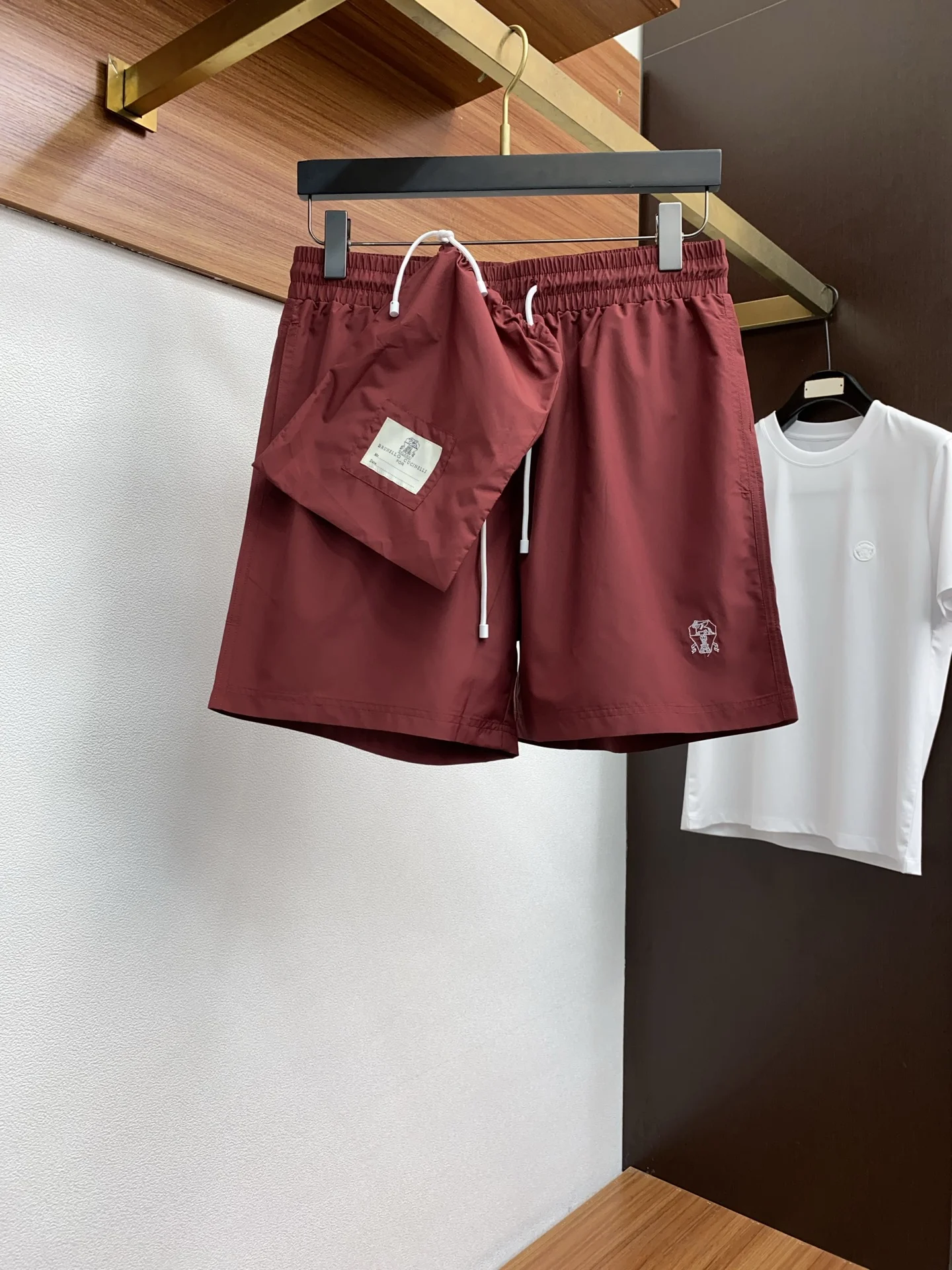 Brunello Cucinelli Burgundy Nylon Swim Shorts