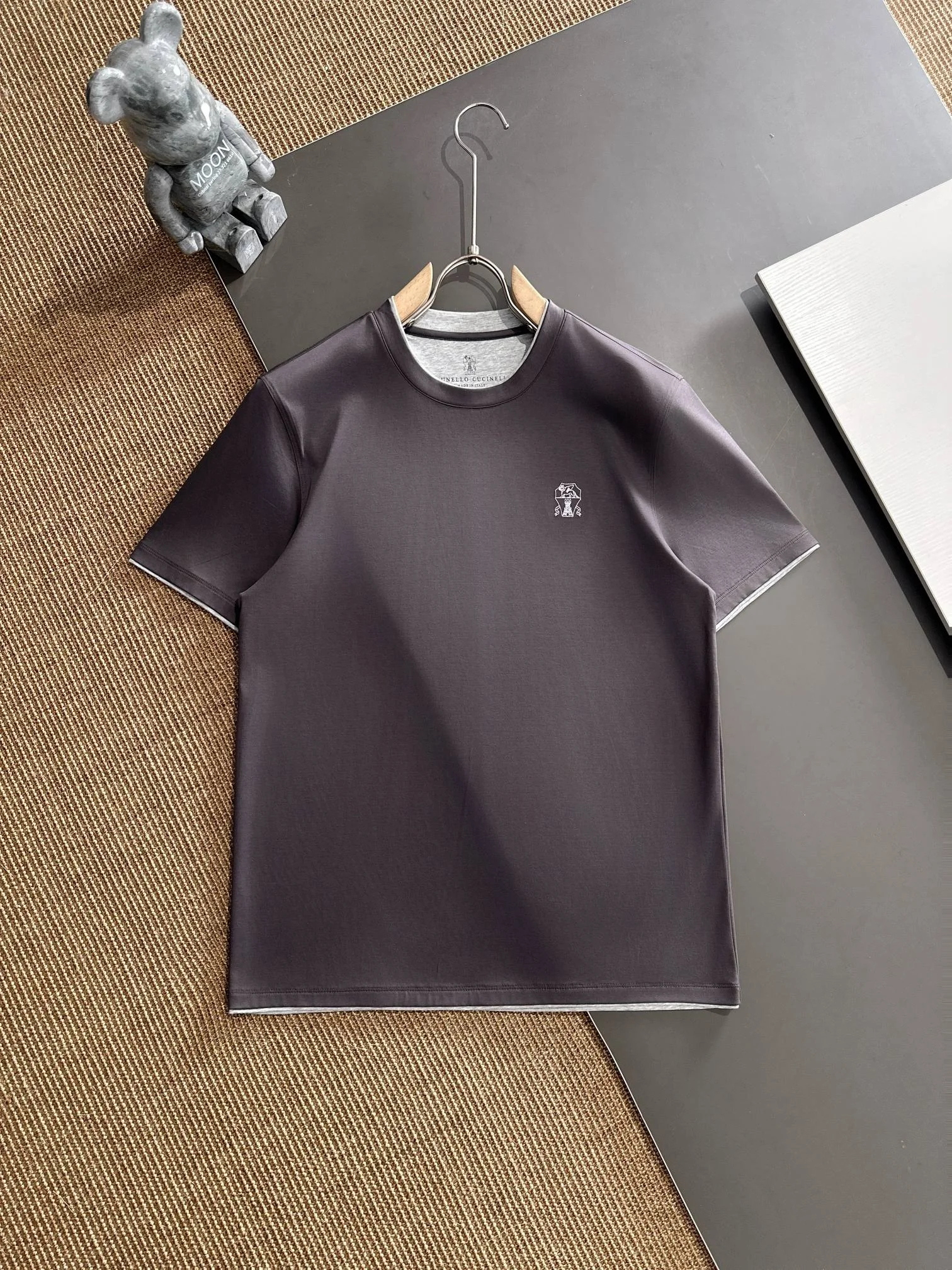 Brunello Cucinelli Men's Logo T-Shirt – Charcoal Grey
