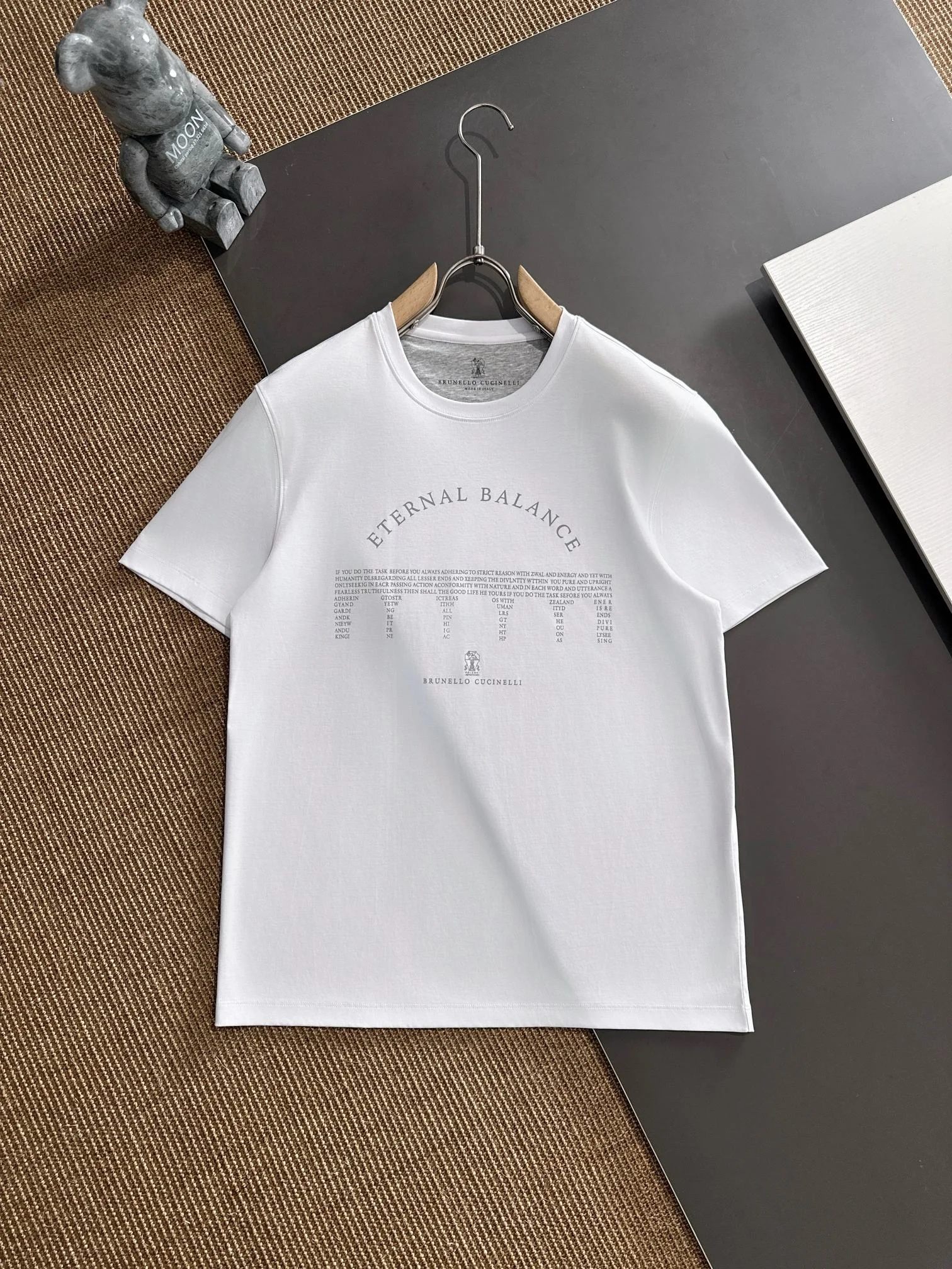 Brunello Cucinelli White Eternal Balance Graphic T-Shirt for Men